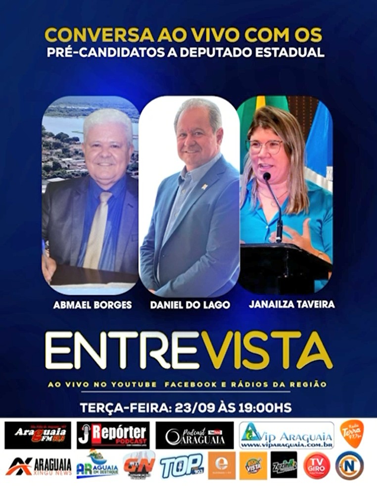 Convite: População do Norte Araguaia terá entrevista histórica com 3 pré-candidatos a deputado estadual nesta terça-feira